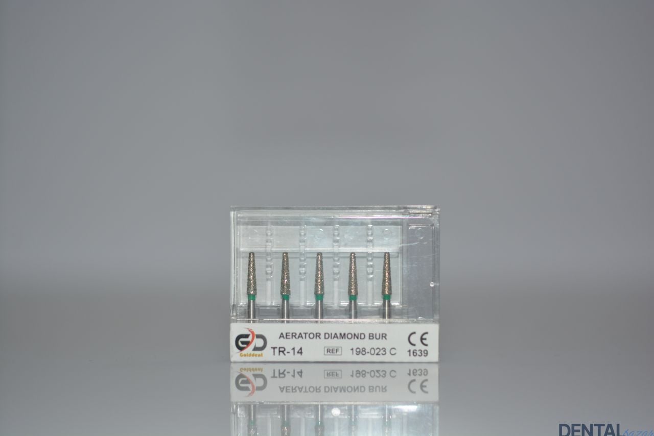 Golddent Elmas Frez TR-14 - 198-023 C - Yuvarlak Uçlu Konik (Yeşil Kuşak)