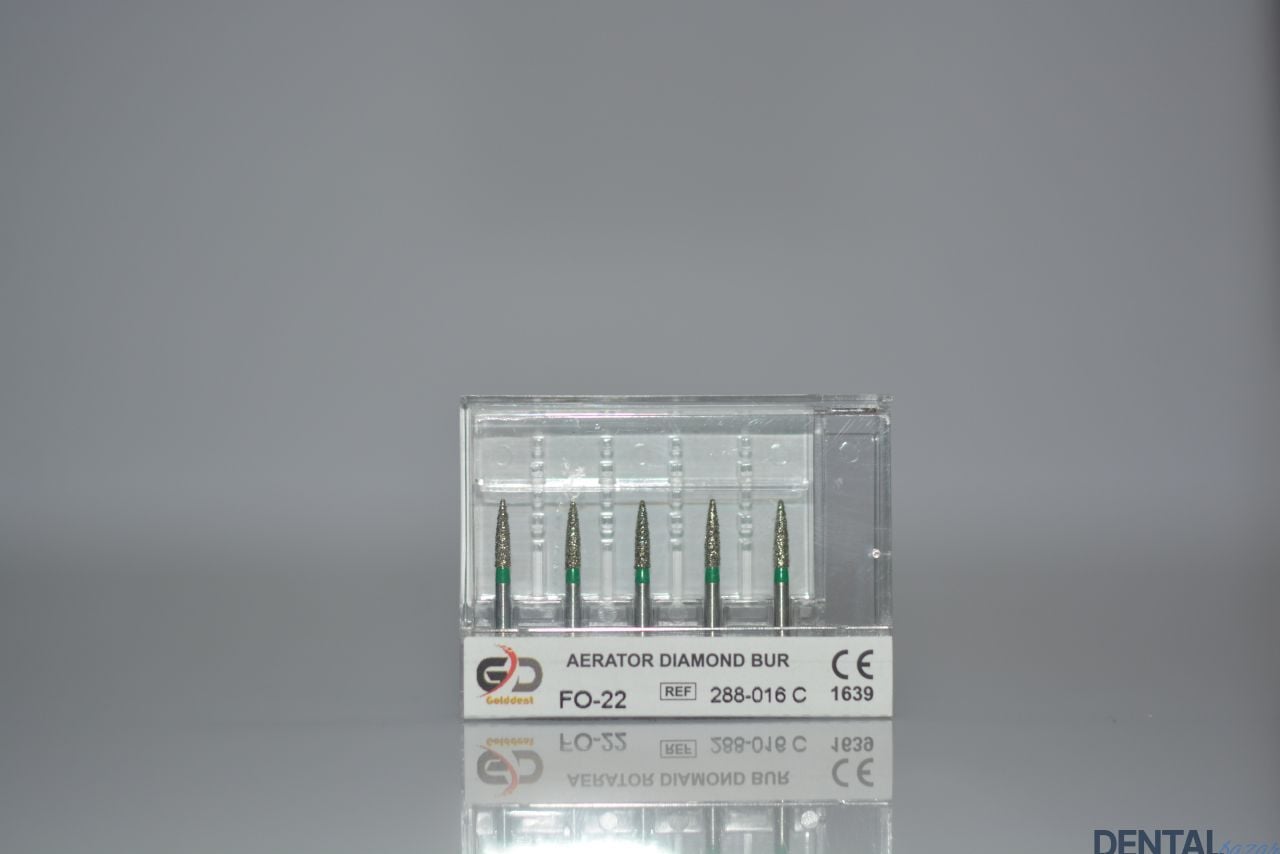 Golddent Elmas Frez FO-22 - 288-016 C - Torpido Silindir (Yeşil Kuşak)