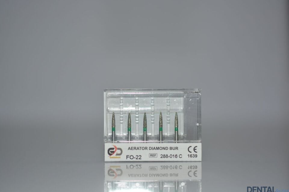Golddent Elmas Frez FO-22 - 288-016 C - Torpido Silindir (Yeşil Kuşak)