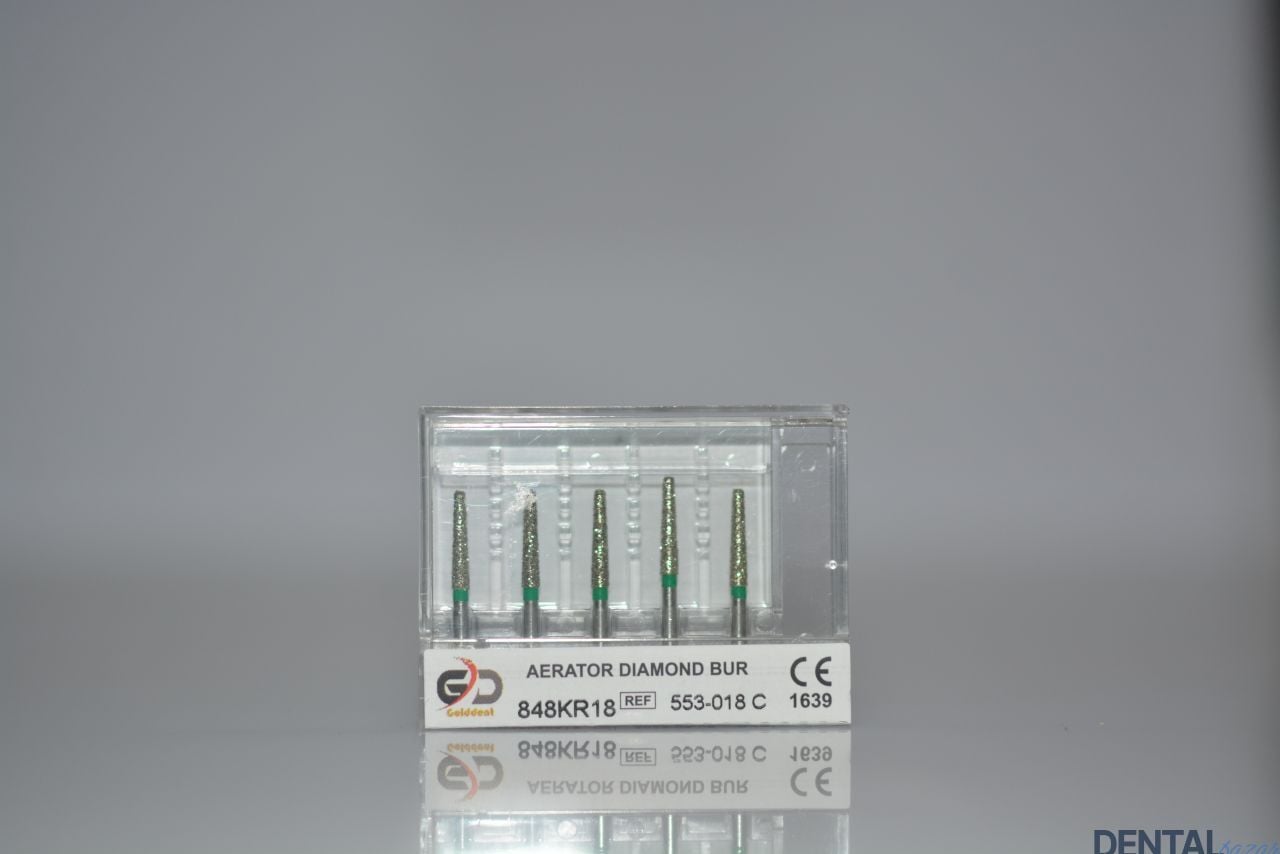 Golddent Elmas Frez 848KR18 - 553-018 C - Yuvarlak Kenarlı Konik (Yeşil Kuşak)