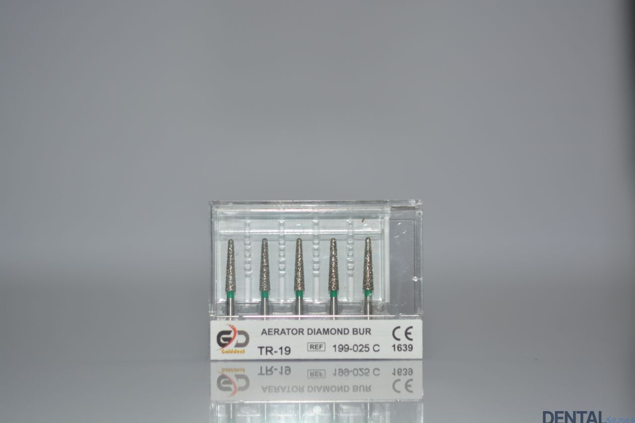 Golddent Elmas Frez TR-19 - 199-025 C - Yuvarlak Uçlu Konik (Yeşil Kuşak)