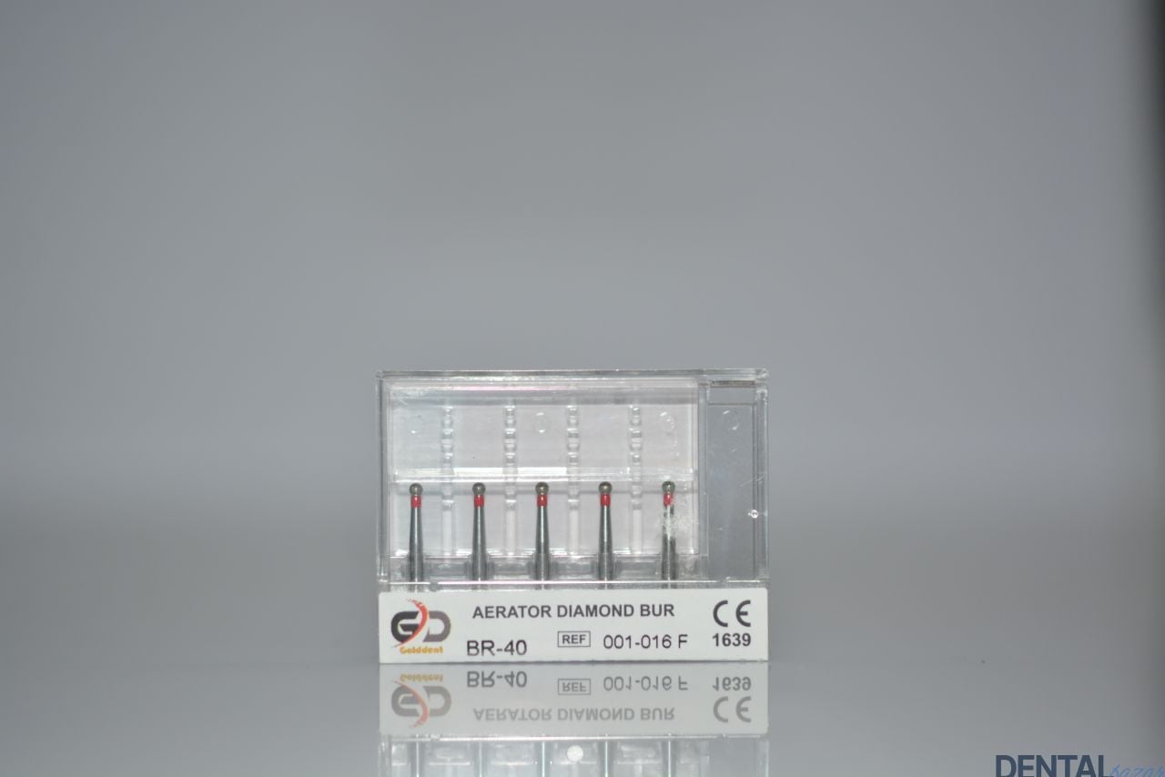 Golddent Elmas Frez BR-40 - 001-016 F - Yuvarlak (Kırmızı Kuşak)