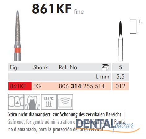 838G6 Scalino Sentetik Elmas Frez - 5 Adet