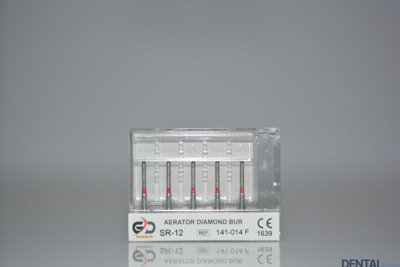 Golddent Elmas Frez SR-12 - 141-014 F - Yuvarlak Uçlu Silindir (Kırmızı Kuşak)