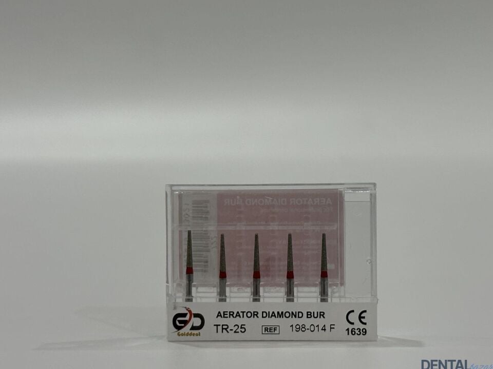 Golddent Elmas Frez TR-25 - 198-014 F - Yuvarlak Uçlu Konik (Kırmızı Kuşak)