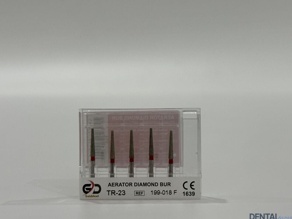 Golddent Elmas Frez TR-23 - 199-018 F - Yuvarlak Uçlu Konik (Kırmızı Kuşak)