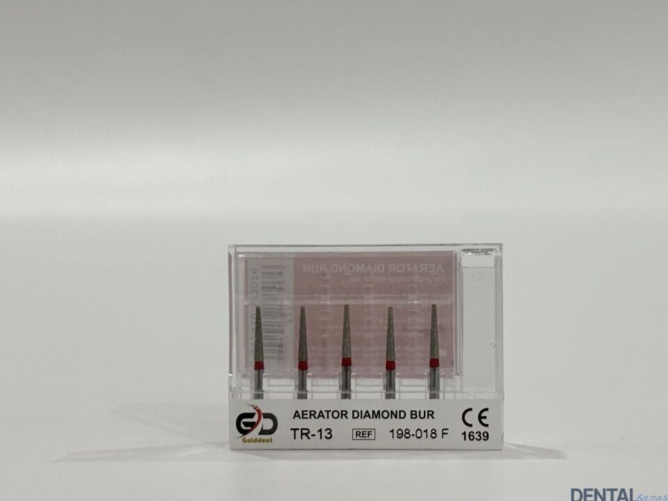 Golddent Elmas Frez TR-13 - 198-018 F - Yuvarlak Uçlu Konik (Kırmızı Kuşak)
