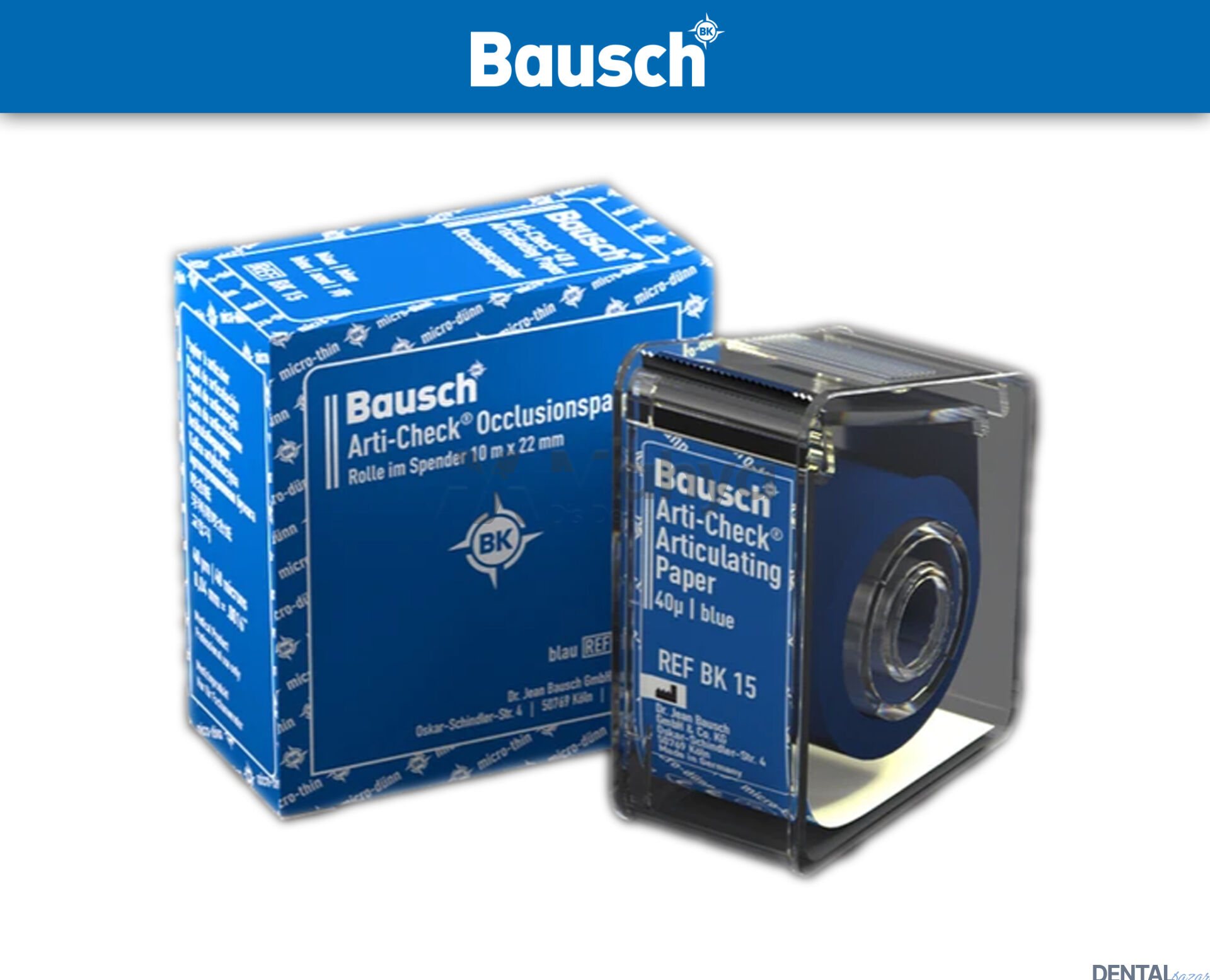 Bausch Rulo Form Artikülasyon Kağıdı 40 Mikron 22 mm x 15 mm Mavi BK15