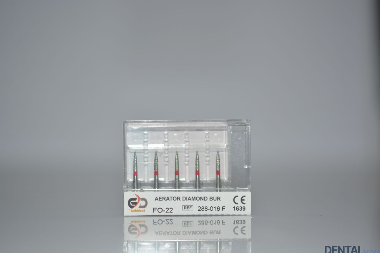 Golddent Elmas Frez FO-22 - 288-016 F - Torpido Silindir (Kırmızı Kuşak)