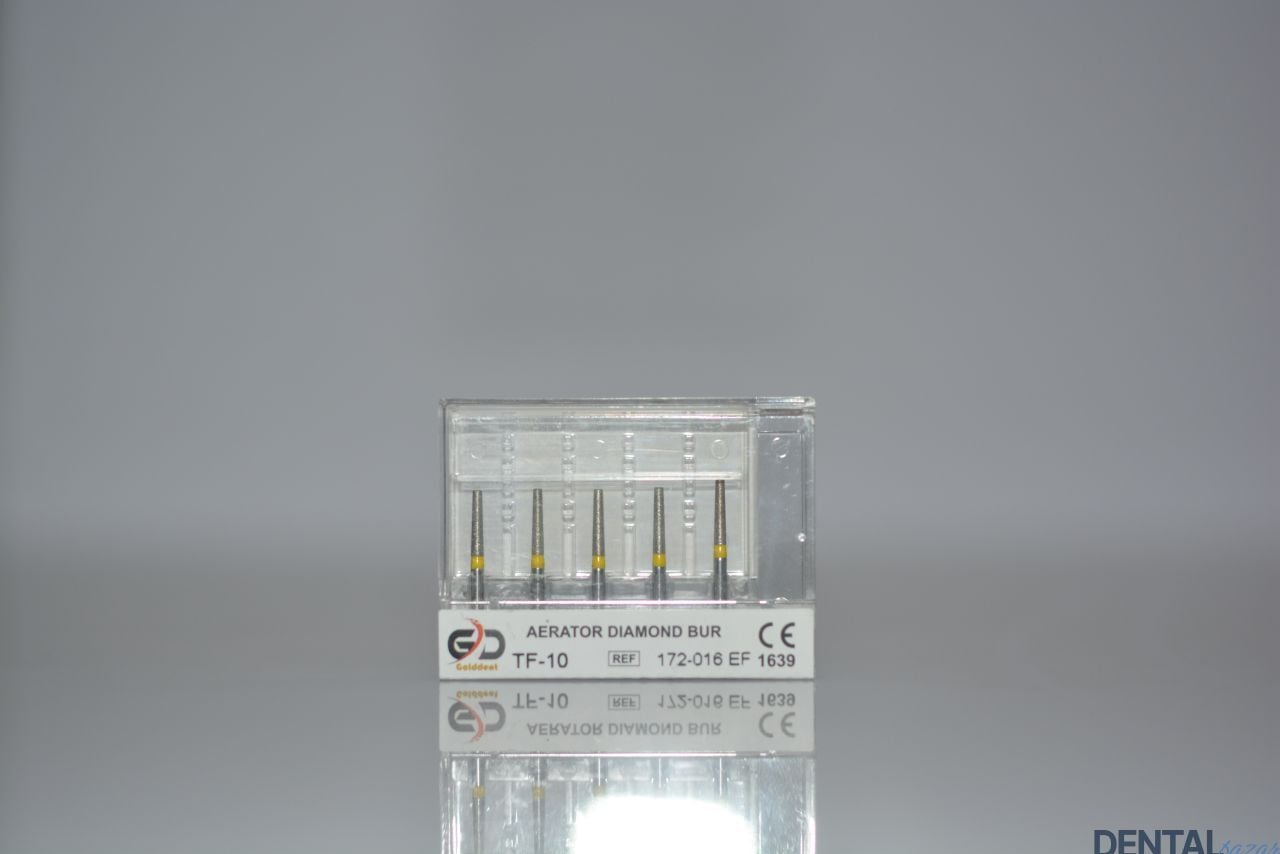 Golddent Elmas Frez TF-10 - 172-016 EF - Düz Uçlu Konik (Sarı Kuşak)