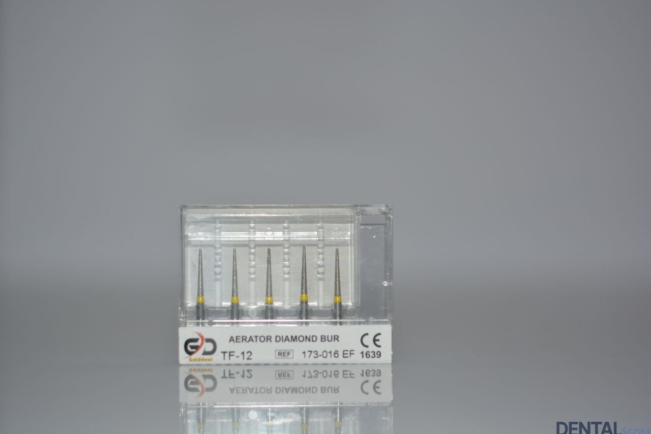 Golddent Elmas Frez TF-12 - 173-016 EF - Düz Uçlu Konik (Sarı Kuşak)