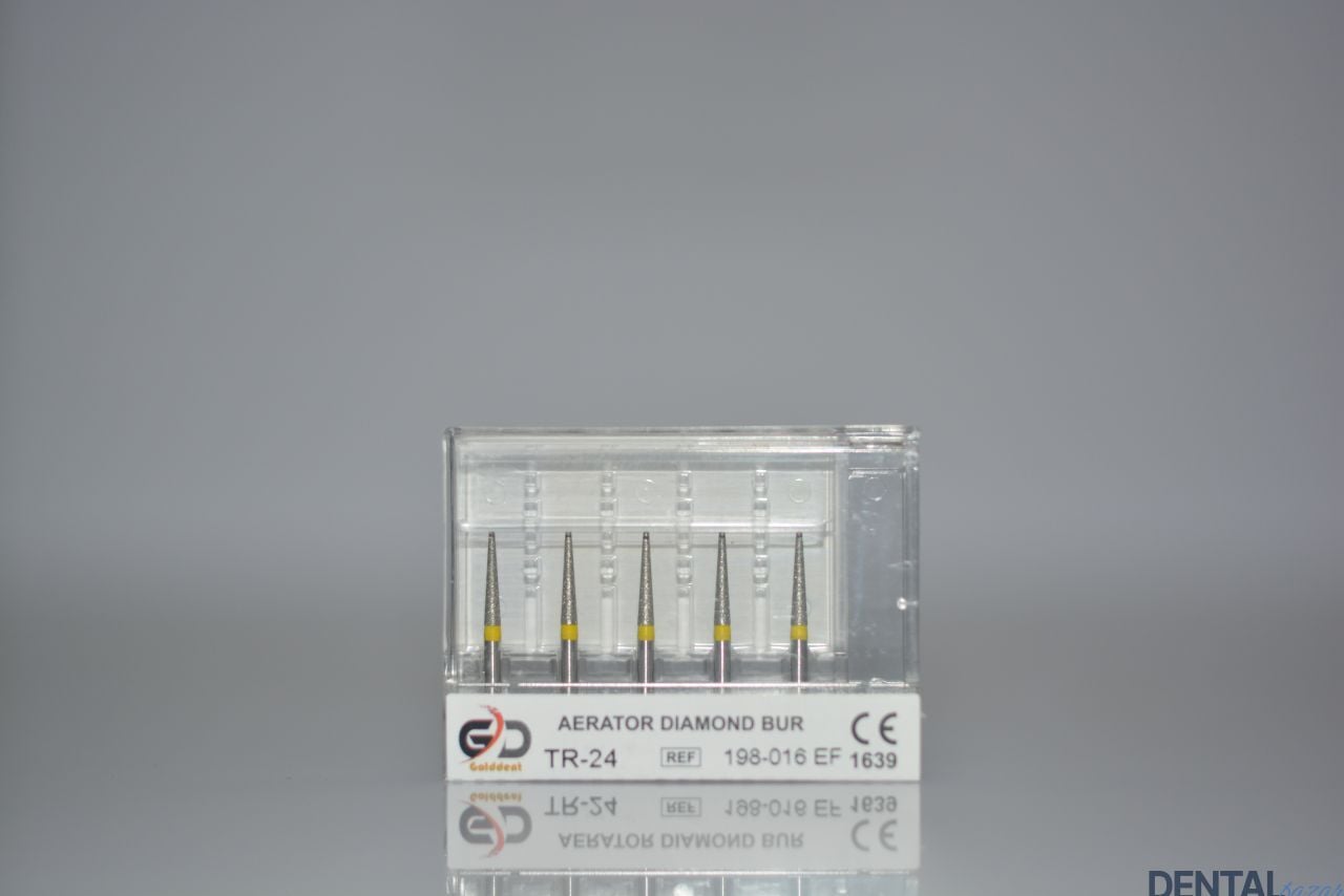 Golddent Elmas Frez TR-24 - 198-016 EF - Yuvarlak Uçlu Konik (Sarı Kuşak)