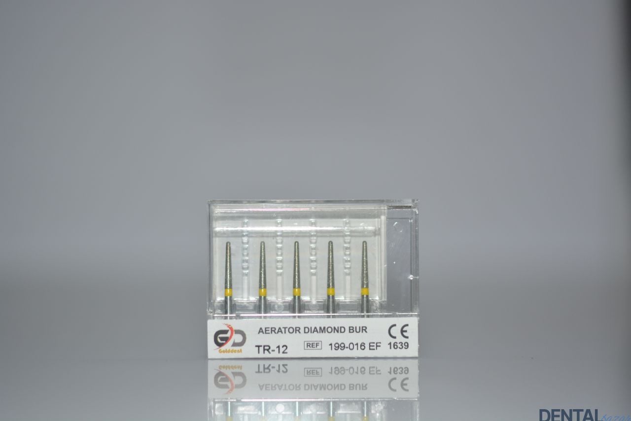 Golddent Elmas Frez TR-12 - 199-016 EF - Yuvarlak Uçlu Konik (Sarı Kuşak)