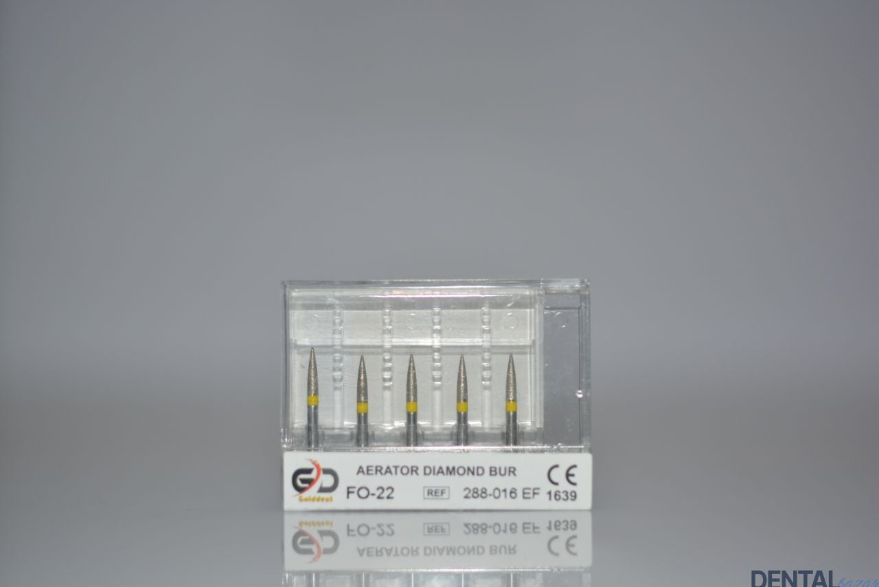 Golddent Elmas Frez FO-22 - 288-016 EF - Torpido Silindir (Sarı Kuşak)