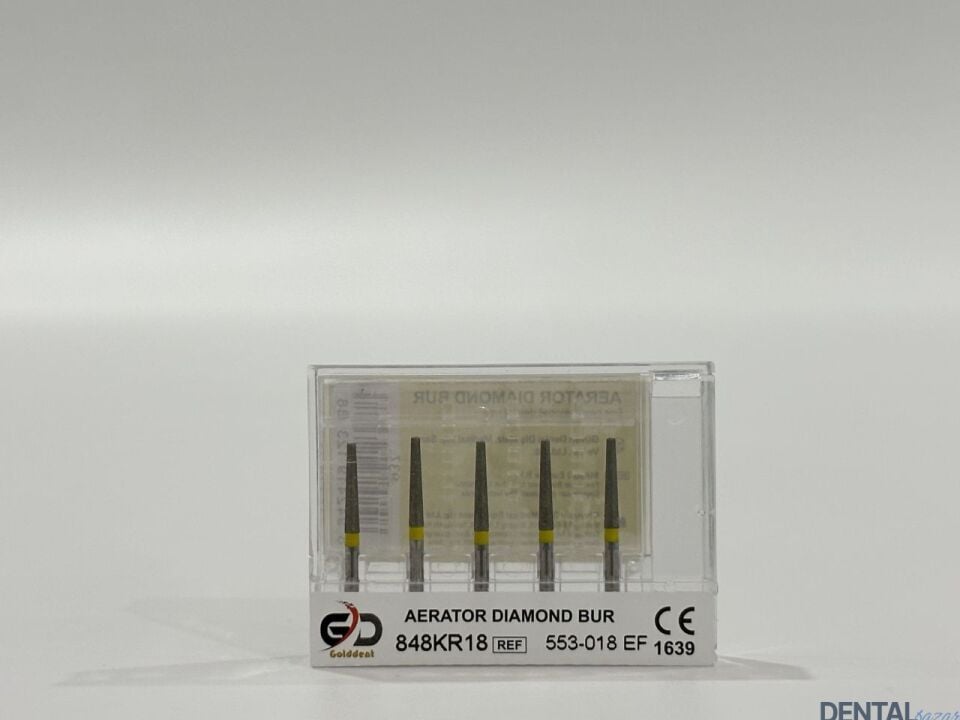 Golddent Elmas Frez 848KR18 - 553-018 EF - Yuvarlak Kenarlı Konik (Sarı Kuşak)