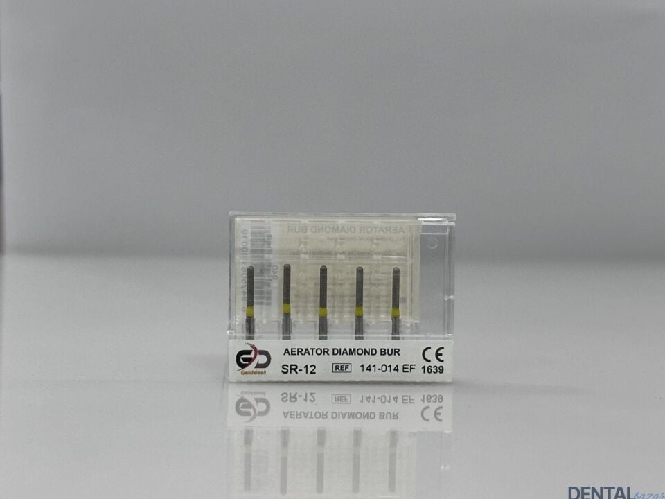 Golddent Elmas Frez SR-12 - 141-014 EF - Yuvarlak Uçlu Silindir (Sarı Kuşak)