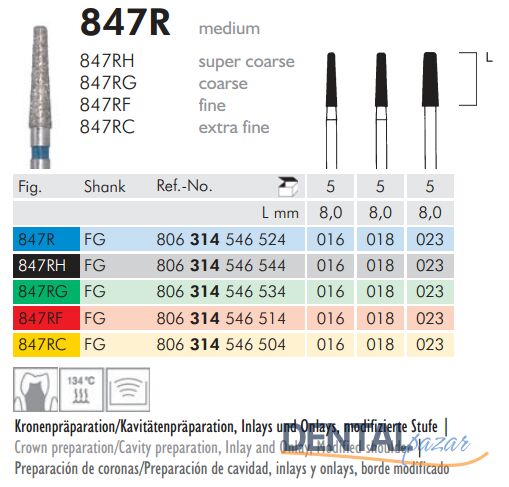 847R Sentetik Elmas Frez 5 Adet - Konik