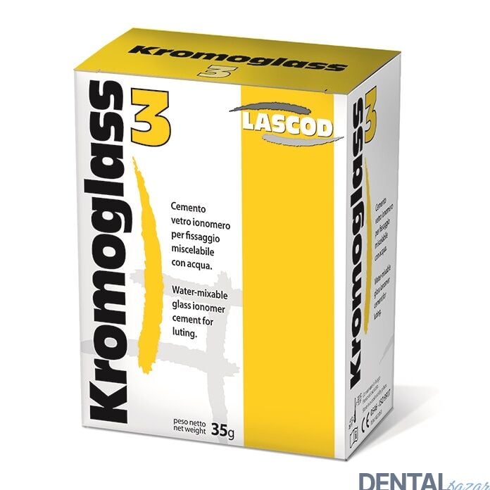 LASCOD Kromoglass 3 Cam Ionomer Yapıştırma Simanı 35 gr ( Su İle Karıştırılabilir )