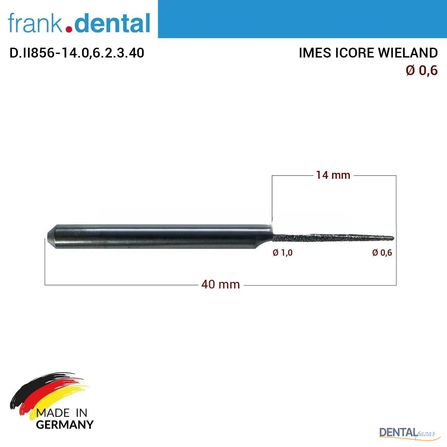 Imes Icore Wieland Elmas Cad Cam Drill 0,6 mm