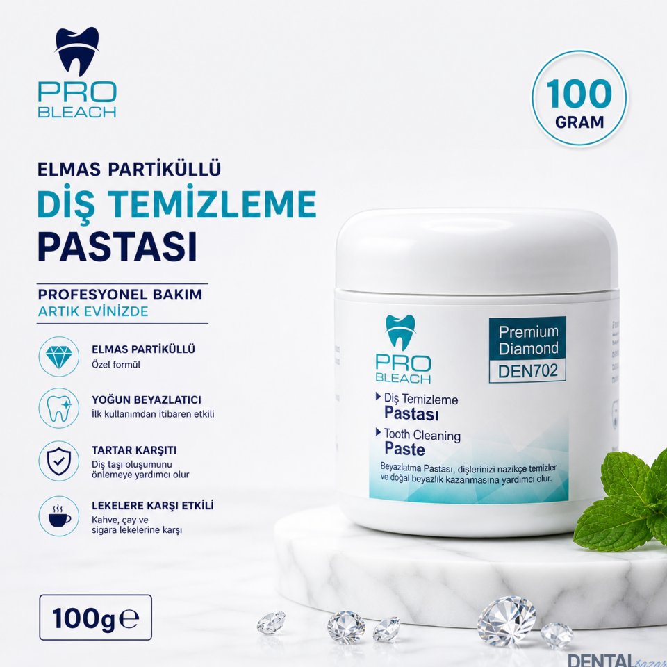 Elmas Partiküllü Diş Temizleme ve Beyazlatma Pastası 100 gr |Leke Karşıtı Profesyonel Etki Naneli