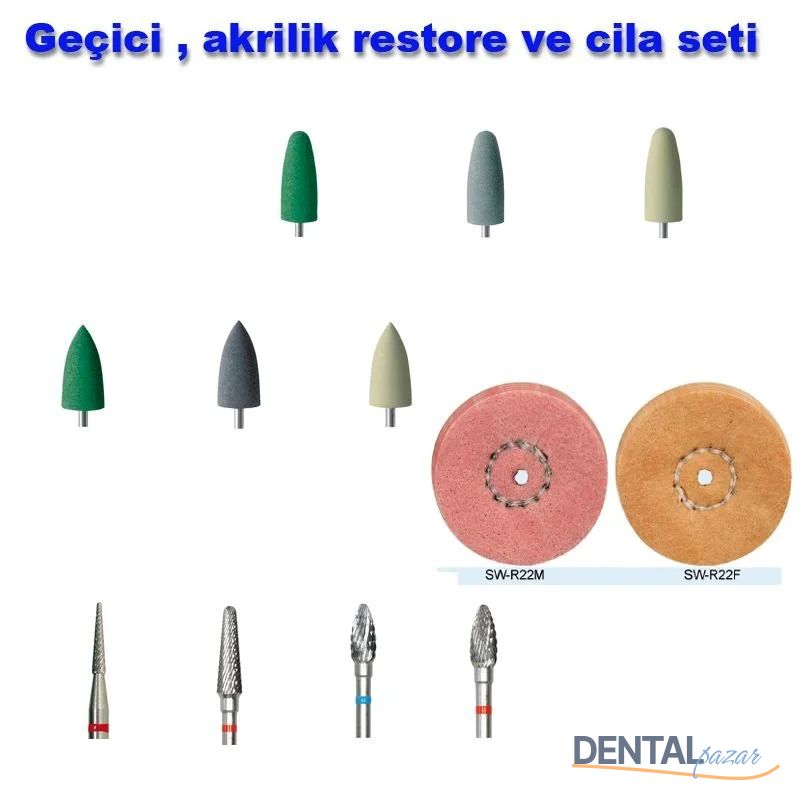 Geçici , akrilik restore ve cila seti