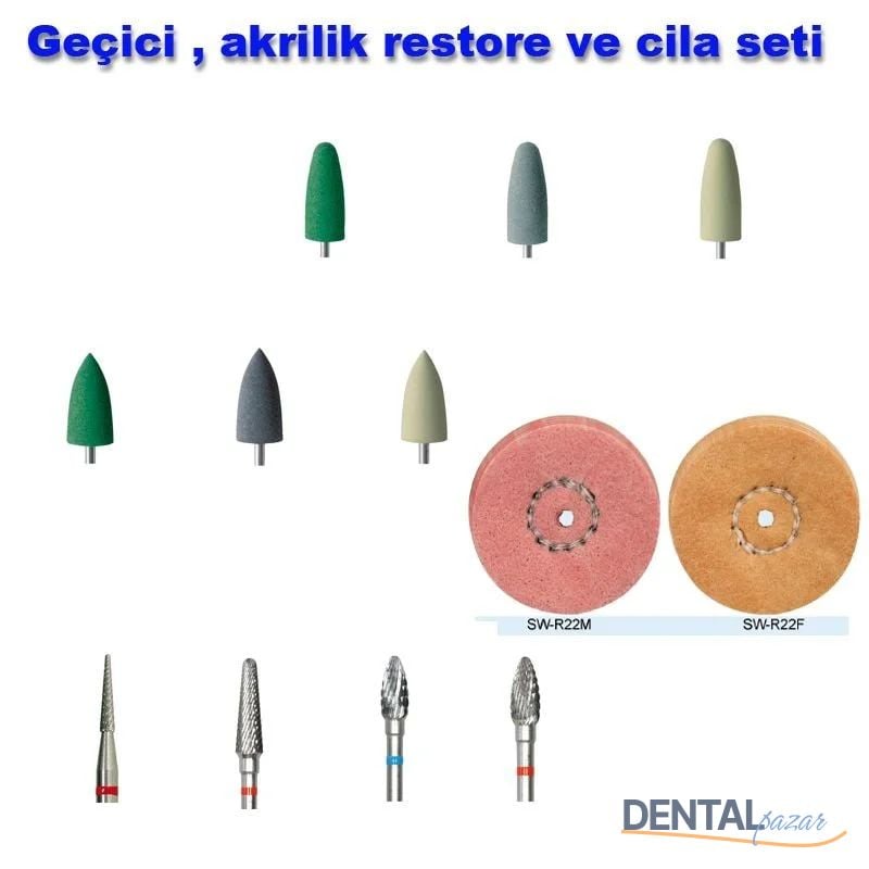 Geçici , akrilik restore ve cila seti