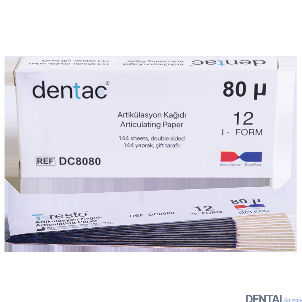 Dentac Artikülasyon Kağıdı 80μ I Form 144 Yaprak Çift Taraflı